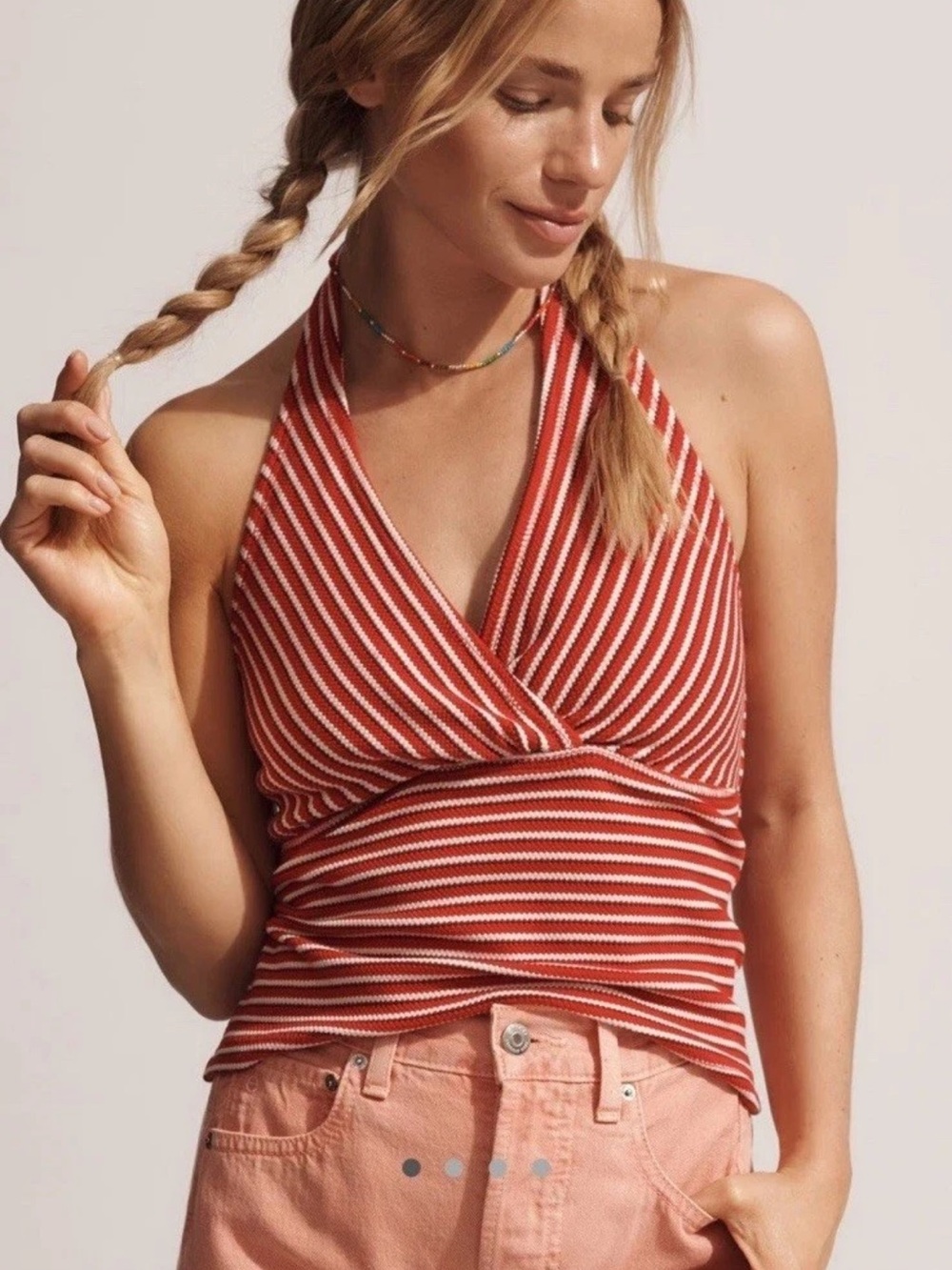 NWT Anthropologie Pilcro high tide Halter Wrap Crop Top XL vacation